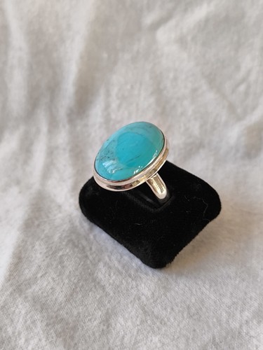 Schöner Silberring mit großem Türkis 925 Silber Ring Gr. 60 - Bild 8 von 11