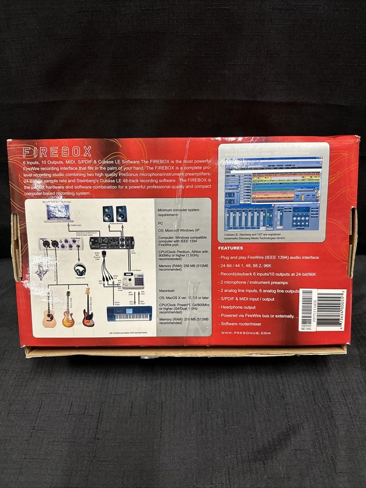 Complete Presonus Firebox With Power cord, Firewire Cable + Cubase and Plugins - Image 4 of 4
