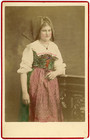 Alsacienne en coiffe  Vintage albumen print. Tirage albuminé aquarellé  
