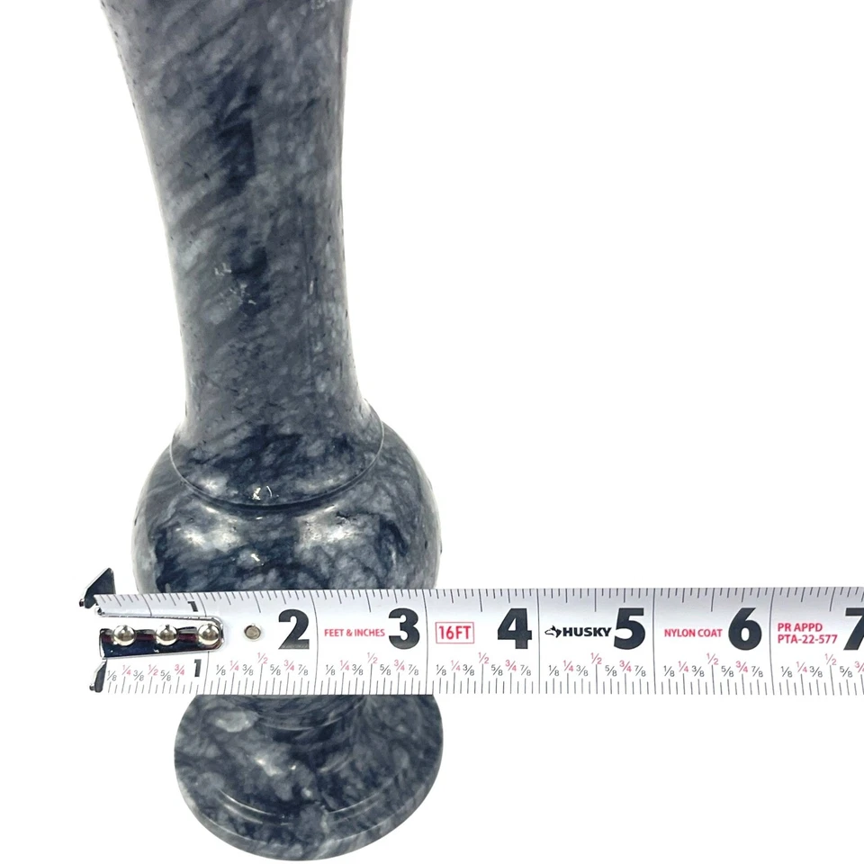 Jarrón de mármol artesanal de 10" de alto elegante y elegante gris mármol decoración del hogar Foto 3 de 4