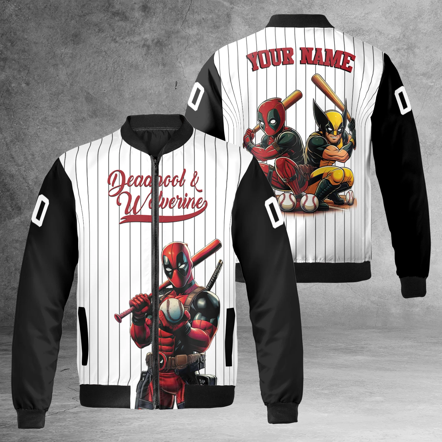 Personalized Deadpool Wolverine Love Playing Baseball Superheroes Jacket