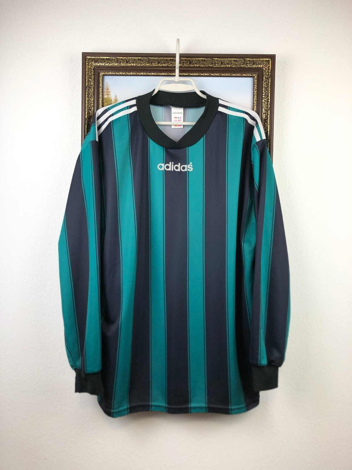 Vintage 90's Adidas Football Template Long Sleeve Shirt Soccer Jersey Size XL