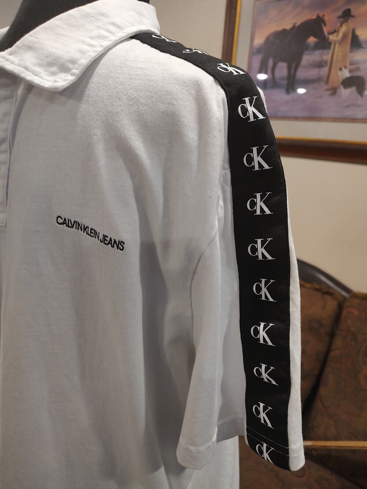 Calvin Klein Jeans Size L Mens Polo Shirt Cotton … - image 3