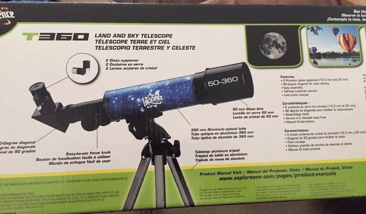 EDU Science Land Sky 360 Tabletop Refractor Telescope Blue for