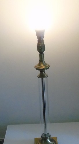 Laura Ashley Home 50 cm Antique satin brass and glass Winston column Table Lamp - Picture 4 of 4