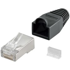Netzwerk-Stecker 100 MHz RJ45 8-polig Schirm+Tülle schwarz