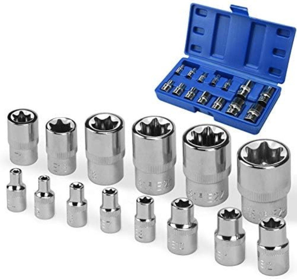 Sukudon 13 pezzi Set Inserti Torx set di chiavi a bussola Torx T8-T70 S2 Acciaio