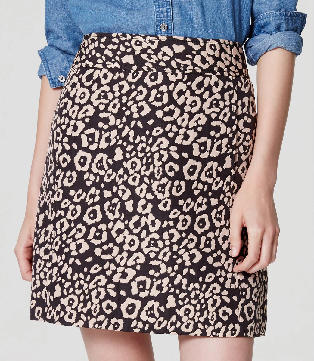Ann Taylor LOFT Spotted Shift Skirt Size 0 Petite 2 Petite Coal Grey Color NWT