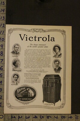 1914 PHONOGRAPH VICTROLA VICTOR MUSIC CARUSO FARRAR ELMAN RUFFO ARTIST AD WG50