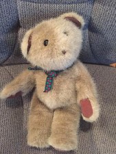 Eden Plush Brown Bear 13.5" tall Stuffed Animal Toy Felt Paws Multicolor Ribbon