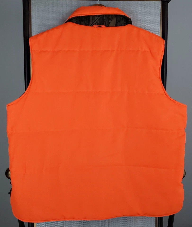 VTG WINCHESTER Size XL Mens Reversible Vest Trebark/Conceal Orange Insulated Zip - Image 3 of 4