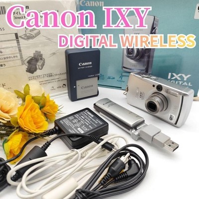 Canon IXY Digital Wireless Compact Camera Rare Complete Set Silver Design