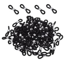100Pcs Black Silver Eyeglass Chain Connector Strap Holder for DIY