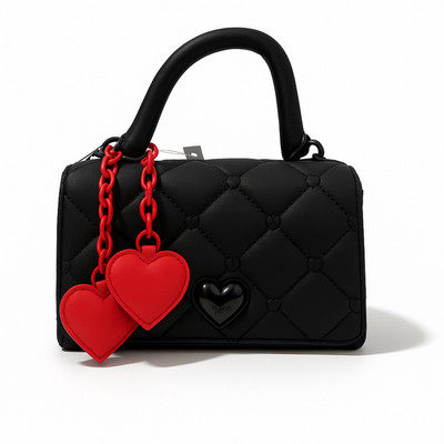 NWT Betsey Johnson Quilted Heart Charm Accordion Mini Satchel Crossbody Bag Bulk