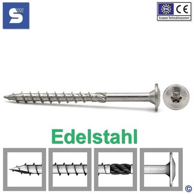 Tellerkopfschrauben Edelstahl | ETA Zulassung | Torx Ø 6-8mm Holzbau Solar PV