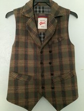 NEW Vintage Score Michail Mens Tweed Vest Waistcoat Mens Size M Suit 100 Cotton