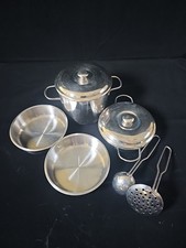 Vintage Aluminum Toy Kitchen Cookware Set   Pots, Pans  Utensils