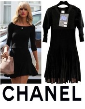 4K Chanel Tag Vintage 2009 Black Midi Dress 34 36 2 4 6 S M Taylor Top Gift Bag