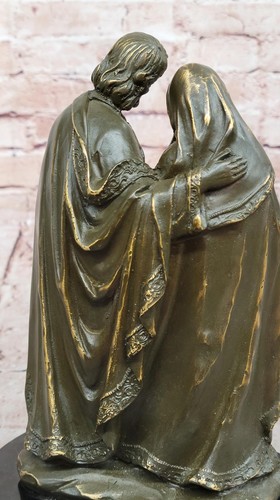 Holy Family Bronze Sculpture – Jesus, Mary & Joseph Statue on Marble Base - Picture 9 of 10