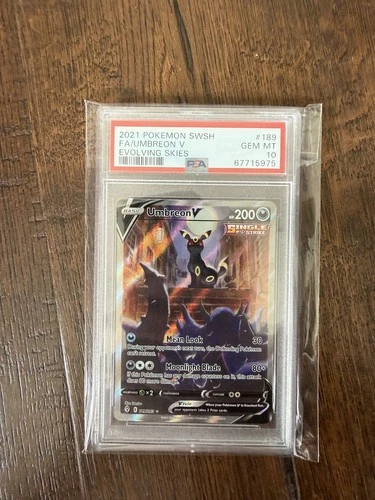 New ListingUmbreon V Alternate Full Art 189/203 Evolving Skies PSA 10 GEM MINT Pokemon