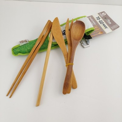 To - Go Ware Reusable Bamboo Utensils Set & Pouch Daiya Branded New With Tags