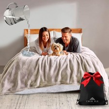 Waterproof Blanket for Bed King Size 90"x80" Reversible Sherpa Throw with L...