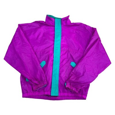 Vintage Lila Festival Windbreaker Herren Retro 90er Regen Wasserdicht Small
