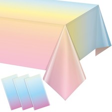 3 Pack Pastel Rainbow Plastic Tablecloth Party Decorations, Pastel Disposable...