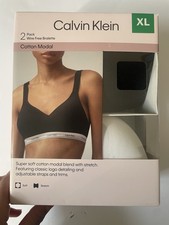 Calvin Klein 2 Pack Cotton Modal Wire Free Bralette Size XL Black White