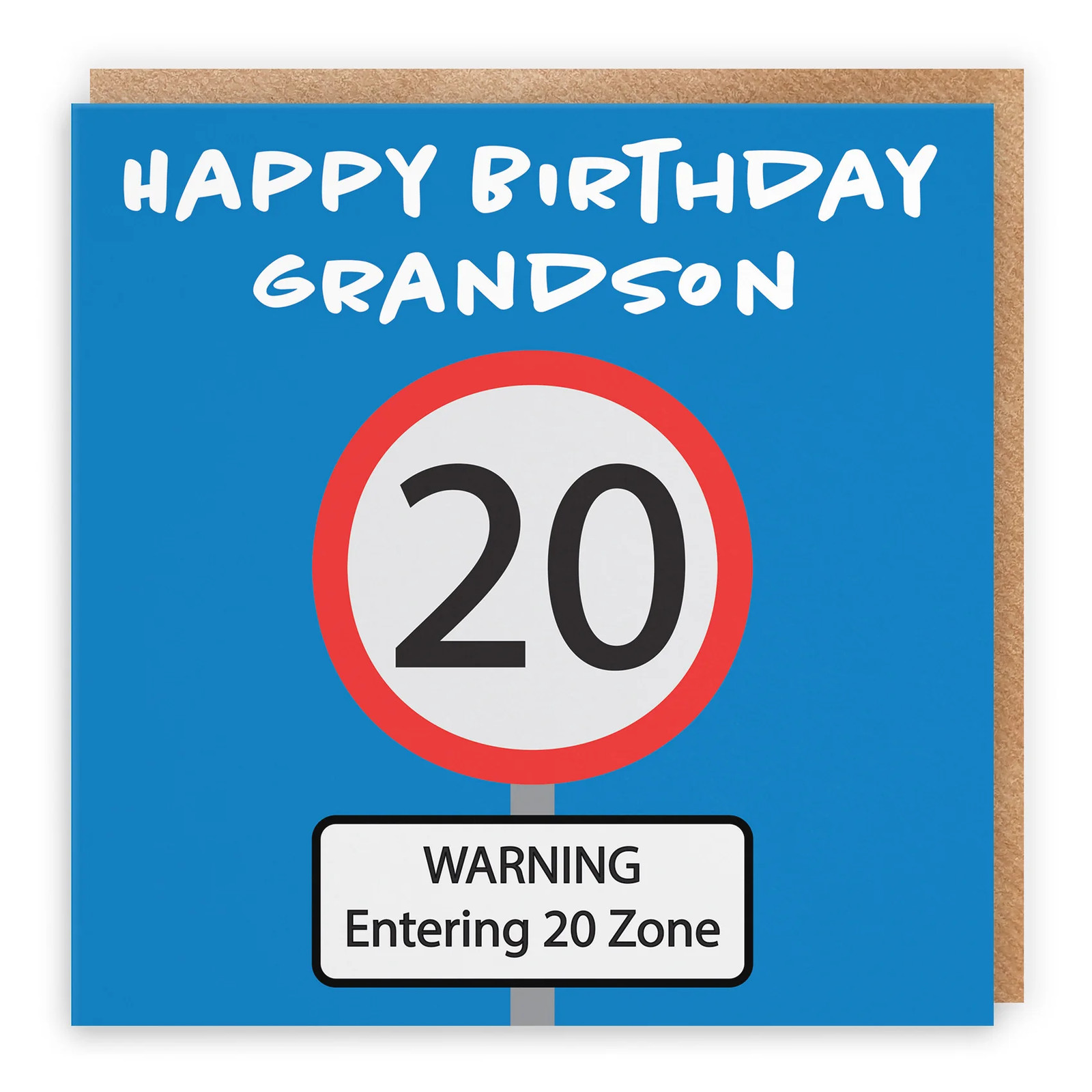 20th Grandson Birthday Card Road Sign