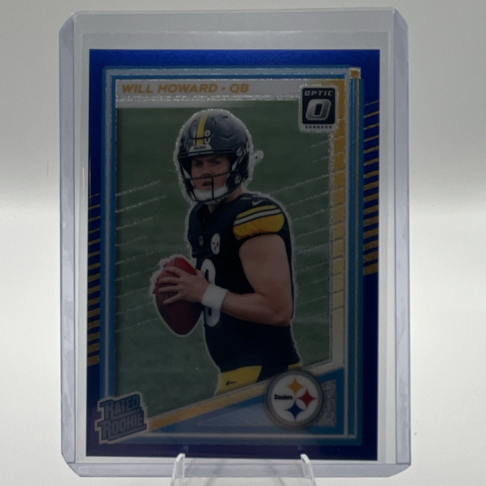 2025 Panini Donruss Optic Will Howard Blue Glitter Rated Rookie #233 Steelers