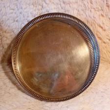 Antikes Messing Serviertablett Rund 30 cm