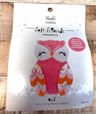 Needle Creations Felt Friends Pink Owl Ornament Kit Ages 8+ Craft Kit