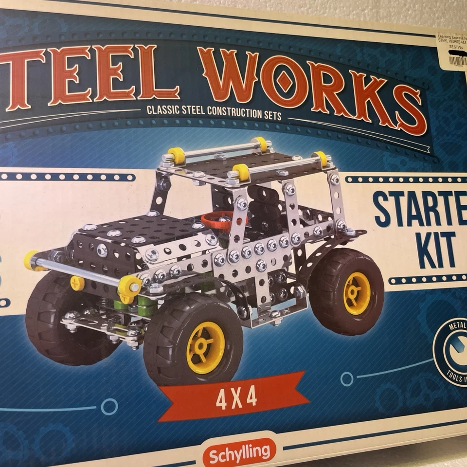 Schylling Steel Works Classic Steel Construction 4 x 4 Starter Set 350 Pieces - Image 3 of 4