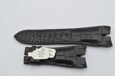 ROGER DUBUIS LEDER ARMBAND 27MM FÜR DORNSCHLIESSE 21MM NEU SCHWARZ 27-21