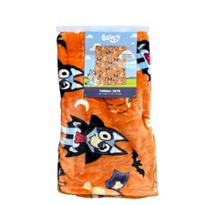 New Bluey Bingo Halloween Plush 46x60 Orange Kids Throw Blanket NWT