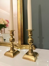 Pair Of Antique Solid Brass Candlesticks Candleholders 6inch tall 