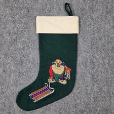 Vintage 1993 Tasmanian Devil Christmas Stocking WB Looney Tunes Taz Acme Winter