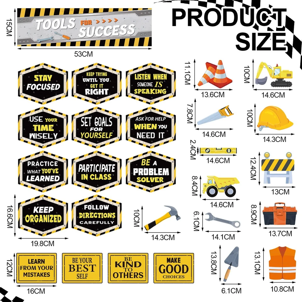 76 Pcs Construction Bulletin Board Decoration for Back to School Under Constr... - Image 2 of 4