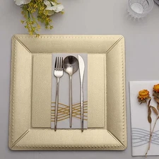 CHAMPAGNE 10 Square 13" Disposable Paper CHARGER PLATES Wedding Party Supplies