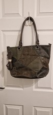 Brown Patchwork Shoulder Bag with Removable Long Should Strap and Inside Pockets