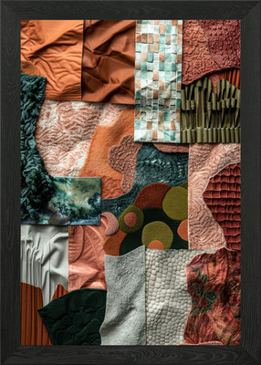 Farbige Erdton Collage gerahmtes Wandbild Poster Leinwanddruck Bild