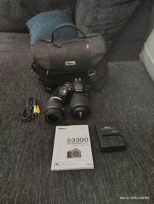 Nikon D3300 DSLR Camera + 2 Lenses (18-55mm & 35mm) + Case + Charger + Manual - 