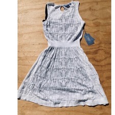 Simply Vera Vera Wang White Pointelle Knit Fit & Flare Dress VW214703 Small NWT