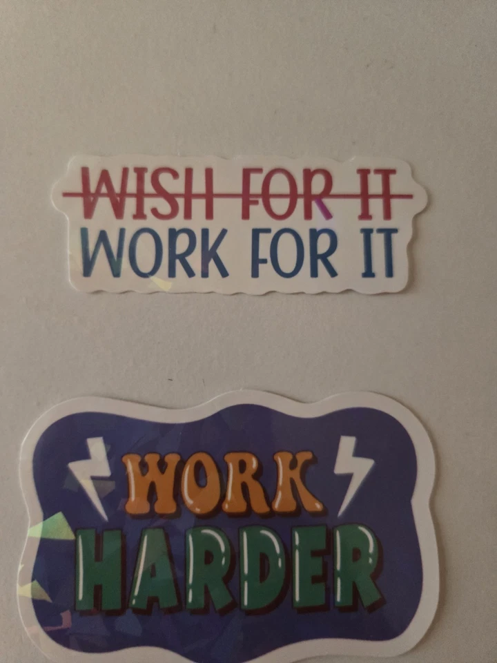 Lot Of 6 Reflective Stickers Work Hard Humble Boss Inspiration Words - Image 2 of 4