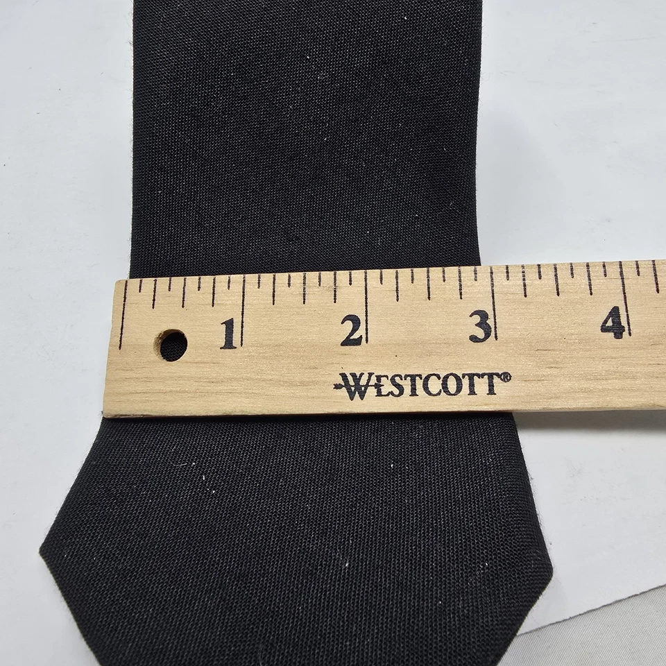 Smoothie Vintage Button-Down Neck Tie Black Solid Skinny Schreter - Image 2 of 4