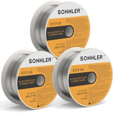 SONNER Flux Core Welding Wire,3 Packs 2-Pound E71T- Low Splatter Gasless Carb...