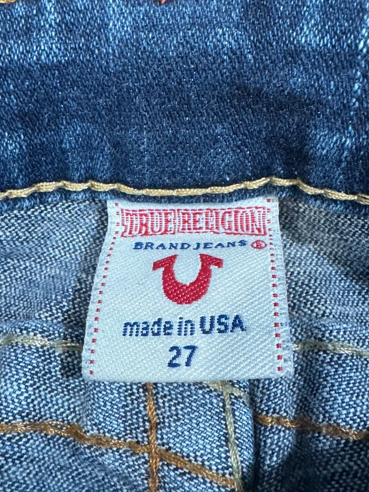 Pantalones de mezclilla True Religion para mujer azul tiro bajo pierna ajustada Julie talla 27 Foto 3 de 4