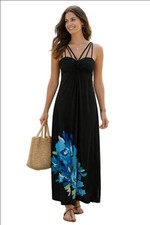 Women's B. Darlin Black & Blue Floral Maxi Dress - Juniors M
