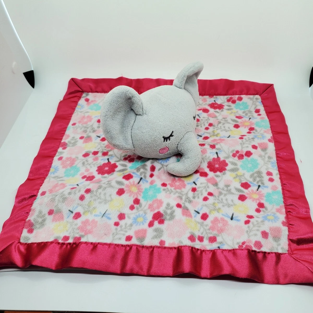 Parents Choice Elephant Pink Gray Baby Girl Security Blanket Buddy Lovey Plush